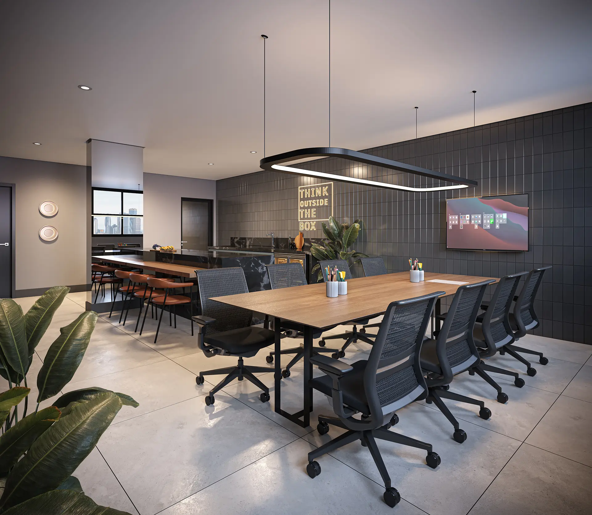 Perspectiva ilustrada do Coworking